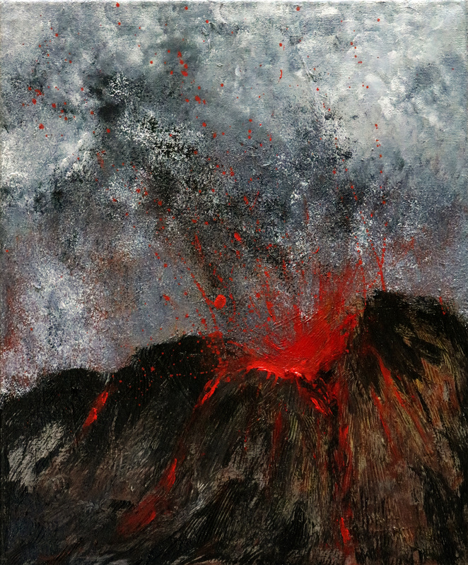 volcano painting
