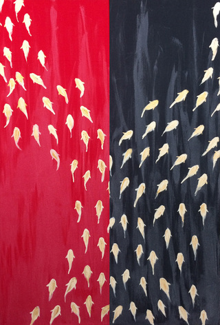 Red gold fish painting