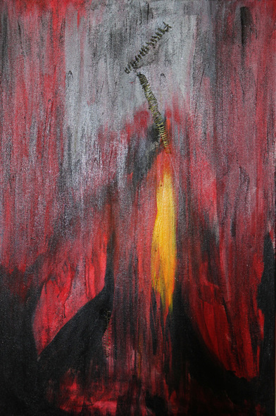 volcanic eruption natural disaster painting