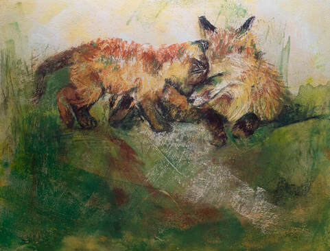 Fox kit & fox painting