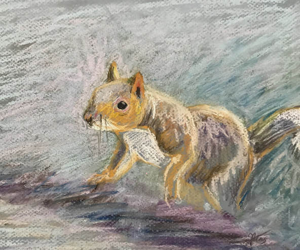 squirrel pastel painting