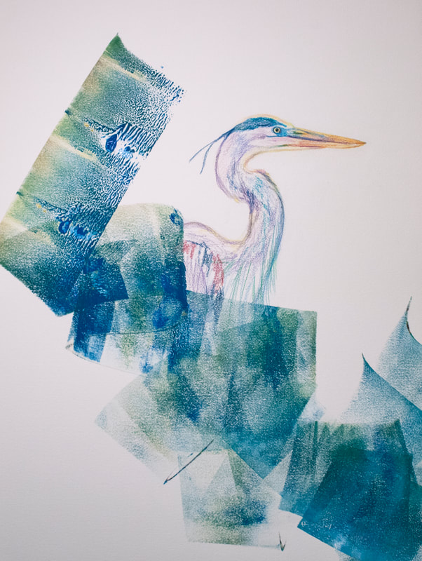 great blue heron painting