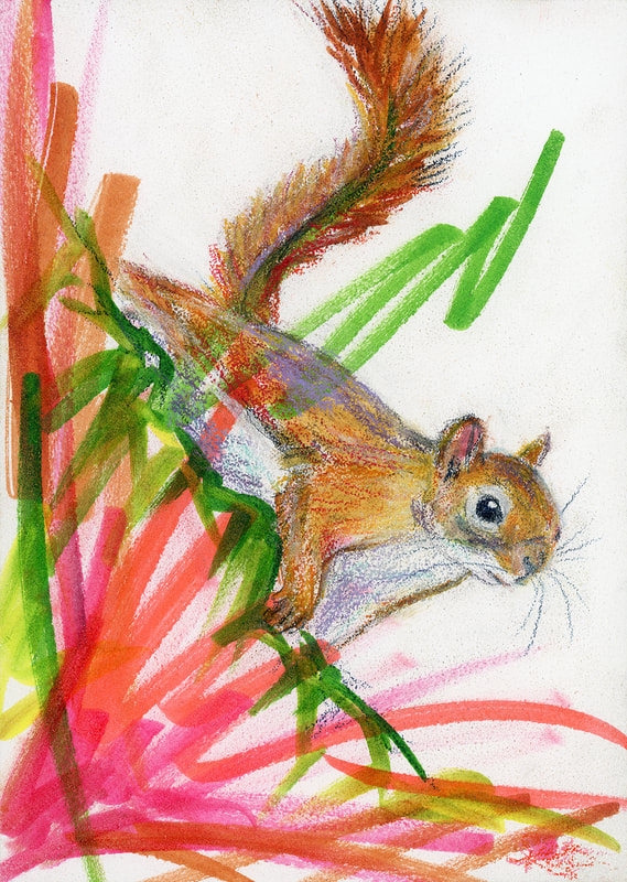 red squirrel painting