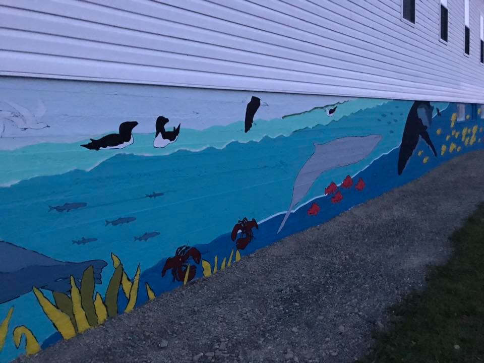 Ocean mural razorbills