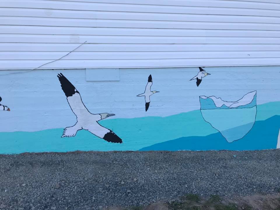 Ocean mural northern gannets